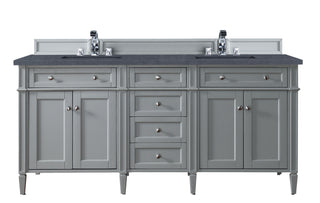 72 Inch Brittany Freestanding Vanity in Urban Gray / Charcoal Soapstone Top