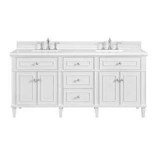 72 Inch Lorelai Freestanding Vanity in Bright White / White Zeus Top