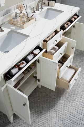 72 Inch Brittany Freestanding Vanity in Bright White / Ethereal Noctis Top