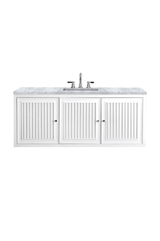 60 Inch Athens Dual Mount Vanity in Glossy White / Carrara White Top