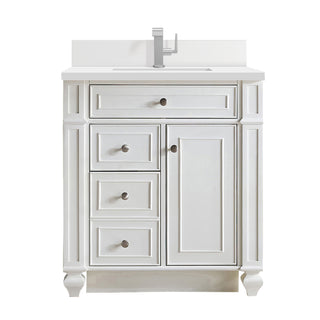 30 Inch Bristol Freestanding Vanity in Bright White / White Zeus Top