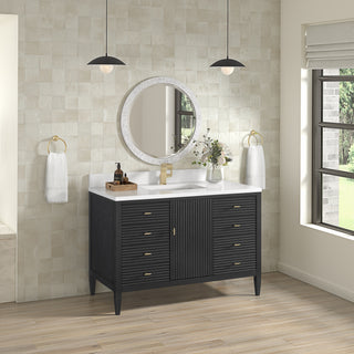 48 Inch Myrrin Freestanding Vanity in Carbon Oak / White Zeus Top