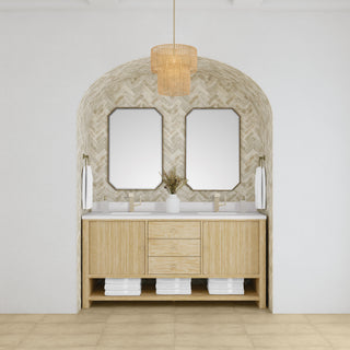 72 Inch Marigot Freestanding Vanity in Sunwashed Oak / White Zeus Top