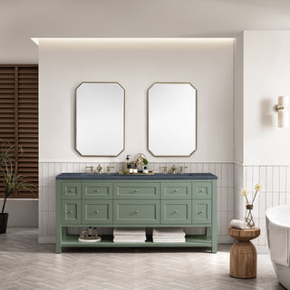 72 Inch Breckenridge Freestanding Vanity in Smokey Celadon / Charcoal Soapstone Top
