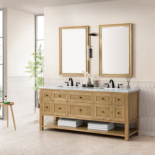 72 Inch Breckenridge Freestanding Vanity in Light Natural Oak / Arctic Fall Top