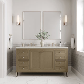 60 Inch Chicago Freestanding Vanity in Walnut Whisper / Lime Delight Top