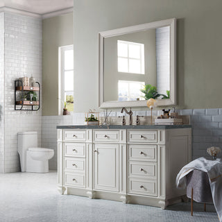 60 Inch Bristol Freestanding Vanity in Bright White / Parisien Bleu Top