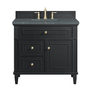 36 Inch Lorelai Freestanding Vanity in Black Onyx / Parisien Bleu Top