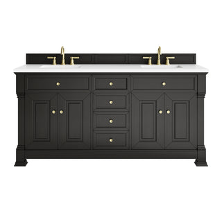72 Inch Brookfield Freestanding Vanity in Black Onyx / White Zeus Top