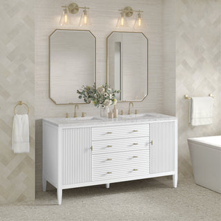 60 Inch Myrrin Freestanding Vanity in Bright White / Eternal Jasmine Pearl Top