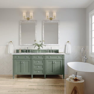 72 Inch Brittany Freestanding Vanity in Smokey Celadon / Victorian Silver Top