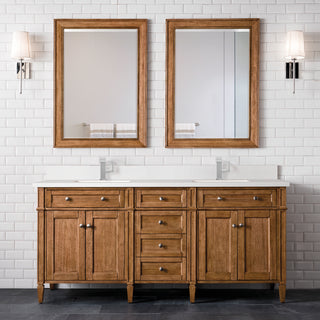 72 Inch Brittany Freestanding Vanity in Saddle Brown / White Zeus Top
