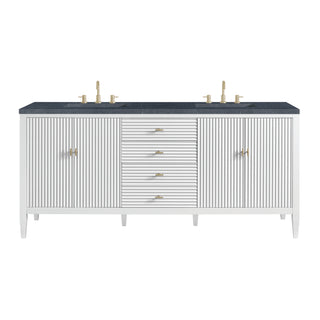 72 Inch Myrrin Freestanding Vanity in Bright White / Charcoal Soapstone Top