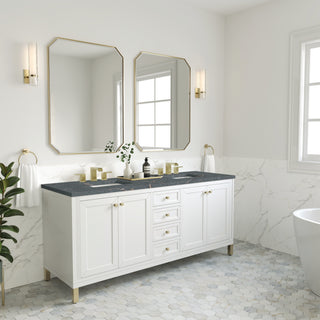 72 Inch Chicago Freestanding Vanity in Glossy White / Parisien Bleu Top