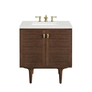 30 Inch Amberly Dual Mount Vanity in Mid-Century Walnut / Lime Delight Top