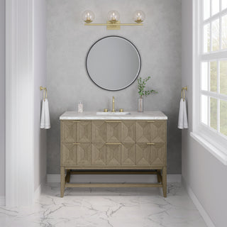 48 Inch Emmeline Freestanding Vanity in Pebble Oak / Victorian Silver Top