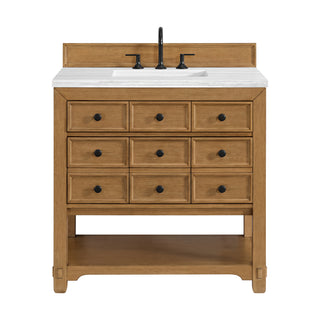 36 Inch Malibu Freestanding Vanity in Amber Birch / Arctic Fall Top