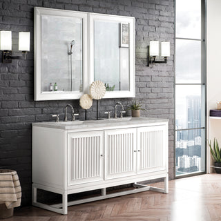 60 Inch Athens Dual Mount Vanity in Glossy White / Victorian Silver Top