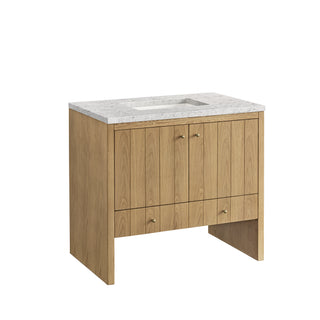 36 Inch Hudson Freestanding Vanity in Light Natural Oak / Eternal Jasmine Pearl Top