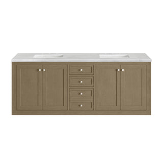 72 Inch Chicago Freestanding Vanity in Walnut Whisper / Arctic Fall Top