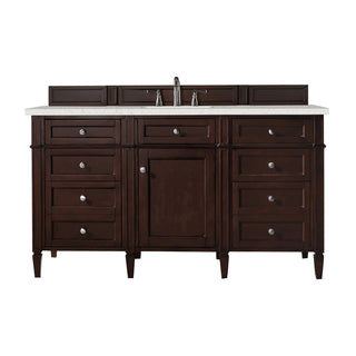 60 Inch Brittany Freestanding Vanity in Burnished Mahogany / Lime Delight Top