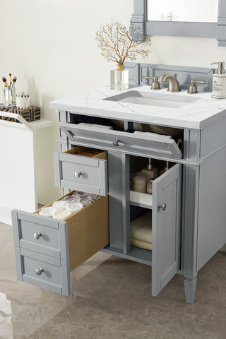 30 Inch Brittany Freestanding Vanity in Urban Gray / Ethereal Noctis Top