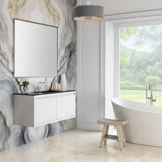 47.25 Inch Mantova Floating Vanity in Glossy White / Charcoal Black Top
