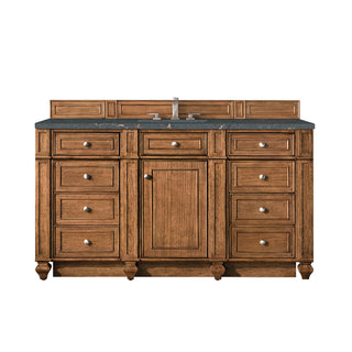 60 Inch Bristol Freestanding Vanity in Saddle Brown / Parisien Bleu Top