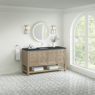 60 Inch Breckenridge Freestanding Vanity in Whitewashed Oak / Charcoal Soapstone Top