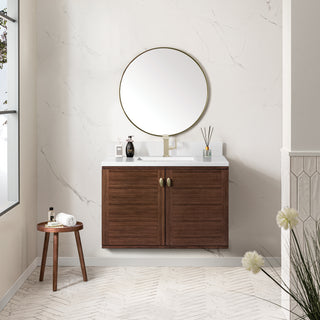 36 Inch Amberly Dual Mount Vanity in Mid-Century Walnut / White Zeus Top
