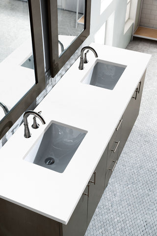72 Inch Metropolitan Dual Mount Vanity in Silver Oak / White Zeus Top