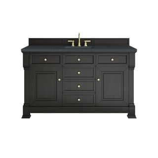 60 Inch Brookfield Freestanding Vanity in Black Onyx / Charcoal Soapstone Top