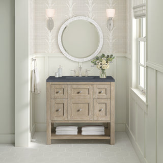 36 Inch Breckenridge Freestanding Vanity in Whitewashed Oak / Charcoal Soapstone Top