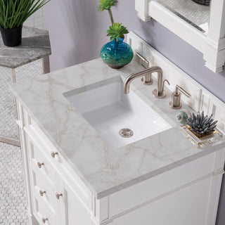 30 Inch Brittany Freestanding Vanity in Bright White / Victorian Silver Top