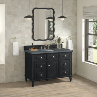 48 Inch Lorelai Freestanding Vanity in Black Onyx / Parisien Bleu Top