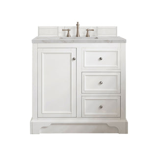 37.25 Inch De Soto Freestanding Vanity in Bright White / Victorian Silver Top