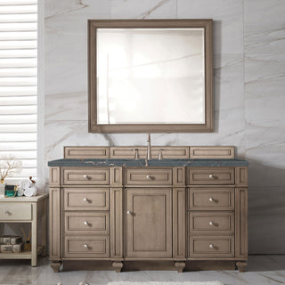 60 Inch Bristol Freestanding Vanity in Whitewashed Walnut / Parisien Bleu Top