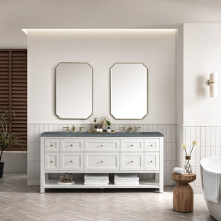 72 Inch Breckenridge Freestanding Vanity in Bright White / Parisien Bleu Top