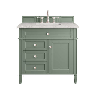 36 Inch Brittany Freestanding Vanity in Smokey Celadon / Eternal Jasmine Pearl Top