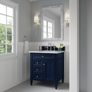 30 Inch Brittany Freestanding Vanity in Victory Blue / Victorian Silver Top