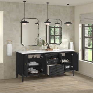 72 Inch Myrrin Freestanding Vanity in Carbon Oak / White Zeus Top