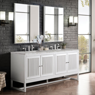 72 Inch Athens Dual Mount Vanity in Glossy White / Victorian Silver Top