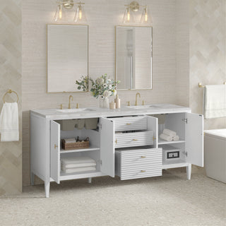 72 Inch Myrrin Freestanding Vanity in Bright White / Victorian Silver Top