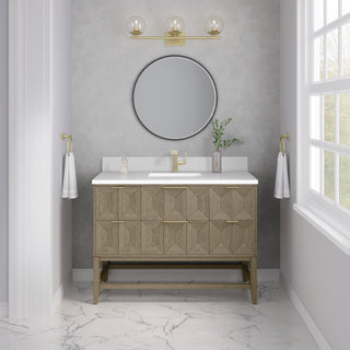 48 Inch Emmeline Freestanding Vanity in Pebble Oak / White Zeus Top