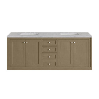 72 Inch Chicago Freestanding Vanity in Walnut Whisper / Eternal Jasmine Pearl Top