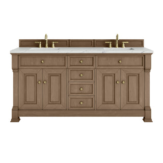 72 Inch Brookfield Freestanding Vanity in Pecan / Ethereal Noctis Top