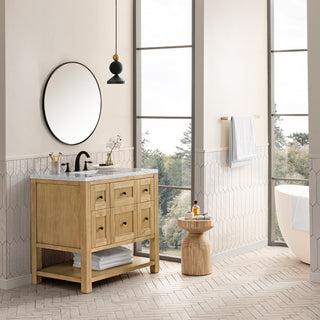 36 Inch Breckenridge Freestanding Vanity in Light Natural Oak / Eternal Jasmine Pearl Top