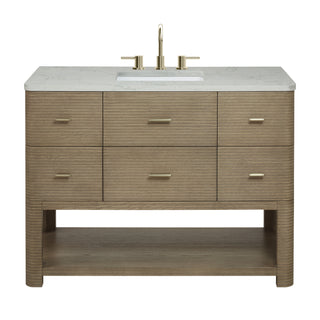 48 Inch Lucian Freestanding Vanity in Pebble Oak / Victorian Silver Top