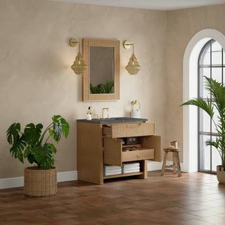 36 Inch Solene Freestanding Vanity in Seaside Oak / Parisien Bleu Top