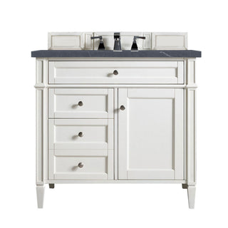 36 Inch Brittany Freestanding Vanity in Bright White / Charcoal Soapstone Top